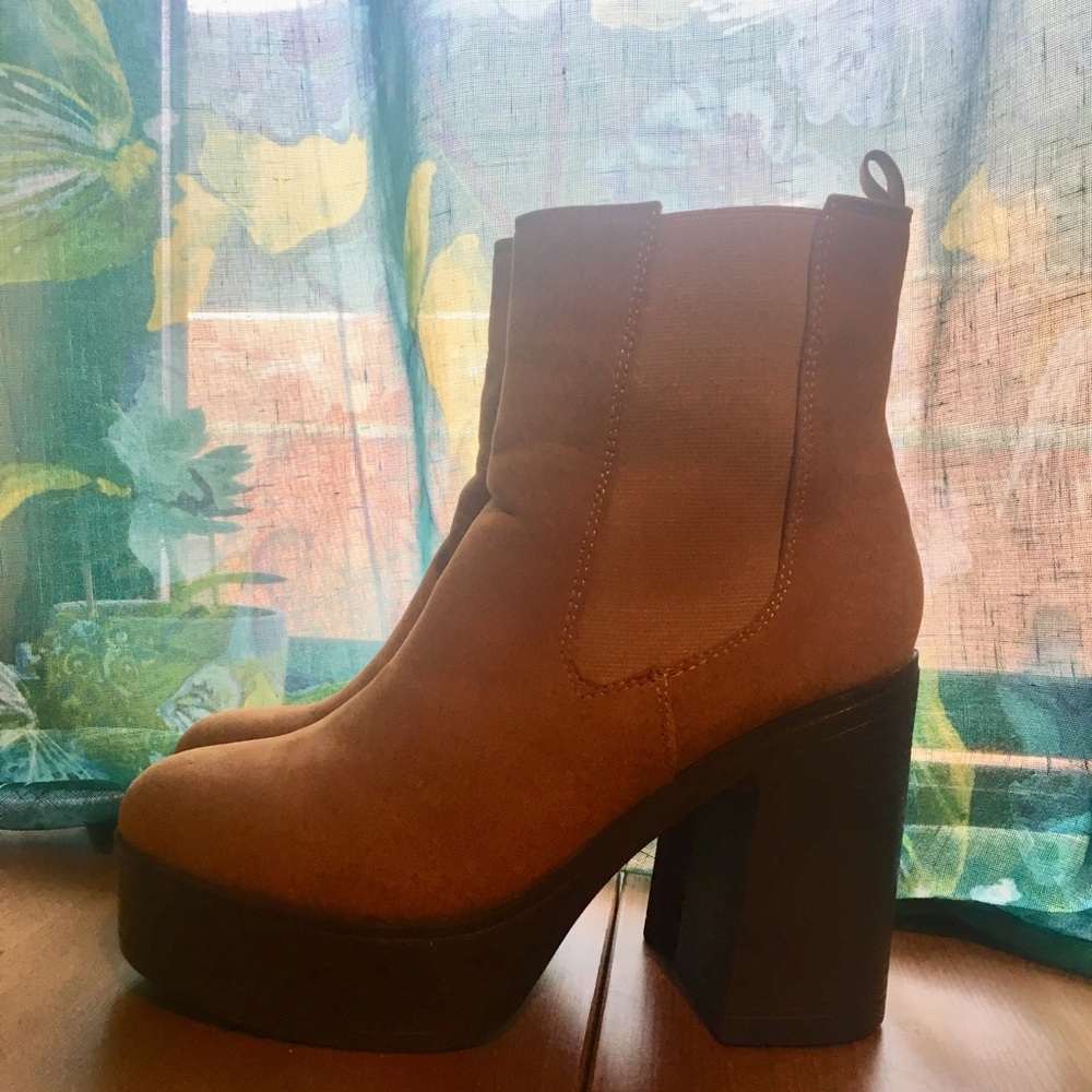 Platform Tan Faux Suede Boots
